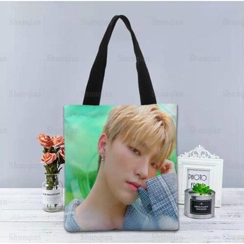Custom Seventeen DINO Tote Bag Canvas Fabric Handbag Two Sides Printed Shopping Bag Traveling Casual Useful Shoulder Bag 0512