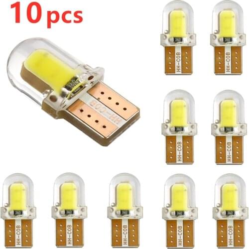 10pcs LED W5W T10 194 168 W5W COB 8SMD Led Parking Bulb Auto Wedge Clearance Lamp CANBUS Silica Bright White License Light Bulbs