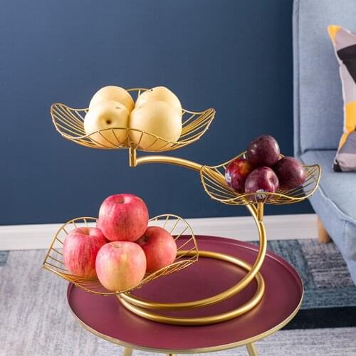 Nordic style fruit plate net red creative modern living room household snack plate simple iron multi-layer luxury fruit basket