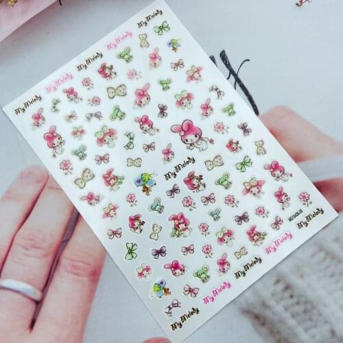 DIY Japanese Style Thin Light Traceless Nail Stickers Little Carton Rabbits Back Glue Adhesive Paper Stikers for Nail Decors