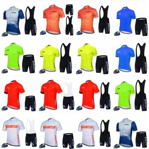 STRAVA Bicycle Team Breathable Cycling Cloth Cycling Suits, Mens Cyclist Wears Cycling Bibs Shorts And Jersey Short Sleeve Sets