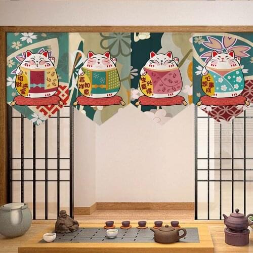 Japanese Lucky Cat Short Curtain Cartoon Triangle Flag Curtain Kitchen Door Curtain Partition Door Head Decoration