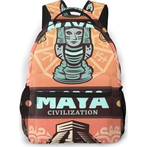 Women Backpack Kids School Bag for Teenage Girls Ancient Maya Poster Female Laptop Notebook Bagpack Travel Back Pack 2021