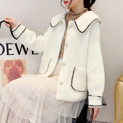 Imitation mink velvet jacket women 2021 autumn and winter new style Korean loose woolen coat women winter jacket women