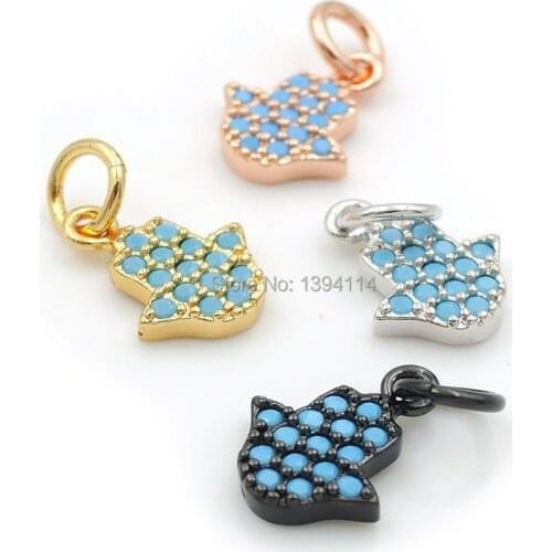 10*8*2mm Micro Pave Kallaite CZ Hand Charms Fit For Making DIY Bracelets Or Necklaces Jewelry