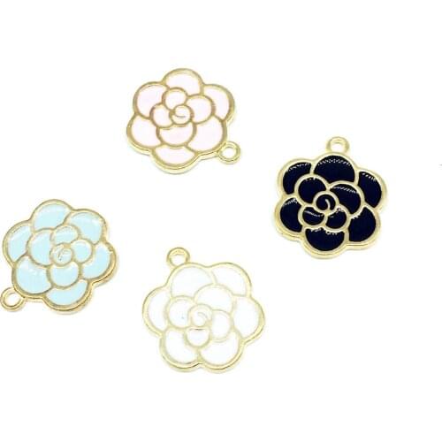 10pcs Enamel Petal Peony Flower Hair Accessories Headdress Earrings Pendant Accessories DIY Handmade Small Fresh