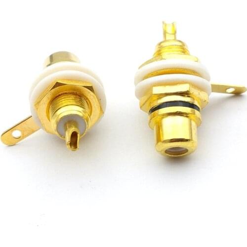 100pcs Gold Plated RCA Female Jack Panel Mount Chassis Socket Red + Black