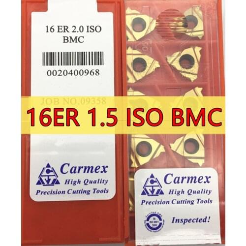 16ER 1.5 ISO BMC 10pcs/set Carmex CNC Internal thread Carbide insert Processing steel Free shipping