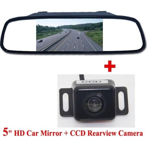 2 in 1 HD CCD backup reversing Camera +5" HD 800*480 Car Mirror Monitor , Rear view mirror monitor car parking Rearview camera