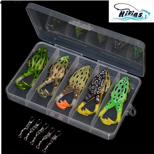 5pcs/Set 90mm 13.7g Soft Topwater Bait Double Hooks Bionic Frog Rotating Feet Wobbler Lures Fit River Lake Pond For Trout Shad