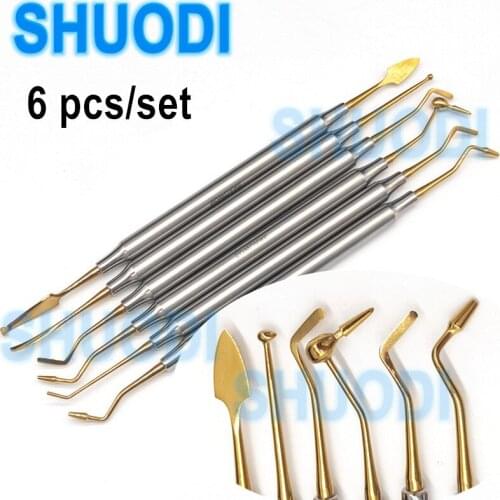 6pcs/set Dental Composite Resin Filling Spatula Titanium plated Head Resin Filler set Dental Teeth Whitening RestorationTool