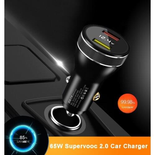 65W SUPERVOOC 2.0 SuperDart + 22.5W Car Fast Charger For OPPO Find X3 Pro Reno 6 Realme GT Master GT Neo X50 8 Pro 6.5A Cable
