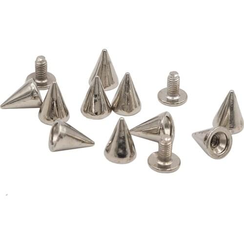 7*10mm 100sets Silver Punk Spike Cone Spots Metal Studs Leathercraft Rivets Bullet Clothes Bags Belt Pet Collars Garment Rivets