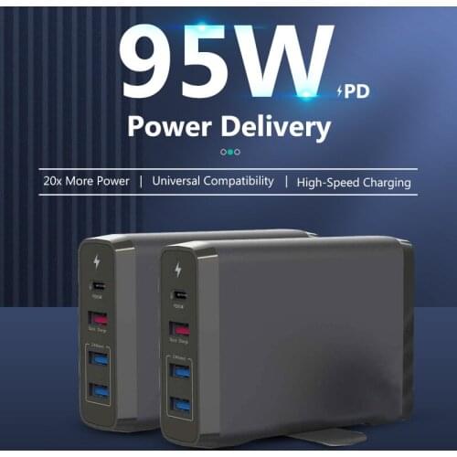 GaN USB Fast Charger Power Adapter,PD95W QC3.0 PPS For MacBook IPad IPhone12 Samsung S20 XiaomiI Laptop Quick Charging Station