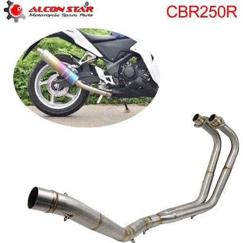 Alconstar- 50.8mm Stainless Steel For Honda CBR250R Motorcycle Middle Pipe Exhaust System Mid Tube Link Connect Pipe