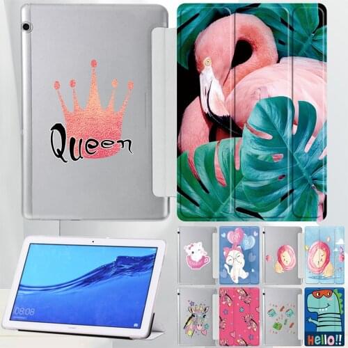 For Funda Tablet Huawei MediaPad T3 10 9.6"/MediaPad T5 10 10.1" AGS-W09/L09/L03 Kawaii Pattern PU Leather Stand Tablet Case