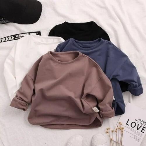 New autumn 2021 childrens round neck T-shirt childrens versatile t-shirt long sleeve bottoming shirt