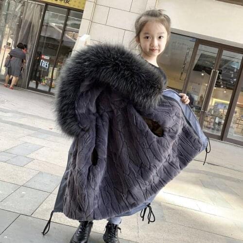 2020 Winter Children Girls Boys Thick Warm Fur Coat Kids Girls Faux Fox Fur Liner Hodded Jacket Teenage Boys Fashion Parkas K36