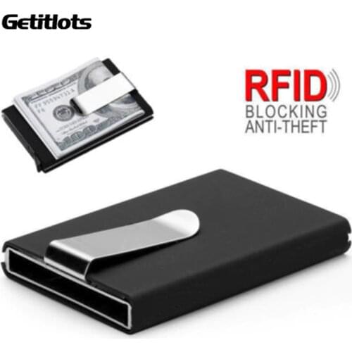 Designer Metal Card Wallet Business Credit ID Card Holder New RFID Cards Wallet Automatic Pop-up Money Clip Card Case for Male