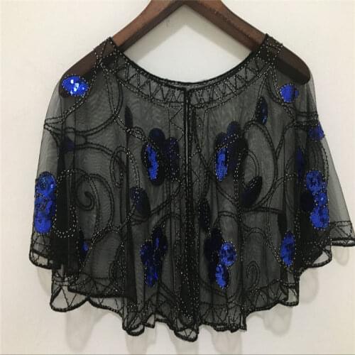 Womens 1920s Shawl Wraps Roaring 20s Beaded Sequin Cape Fringed Gatsby Flapper Dress Accessories 5930