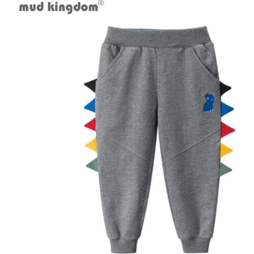 Mudkingdom Boys Jogger Pants Cartoon Dinosaur Design 2020 Fall Fashion Elastic Waist Trousers