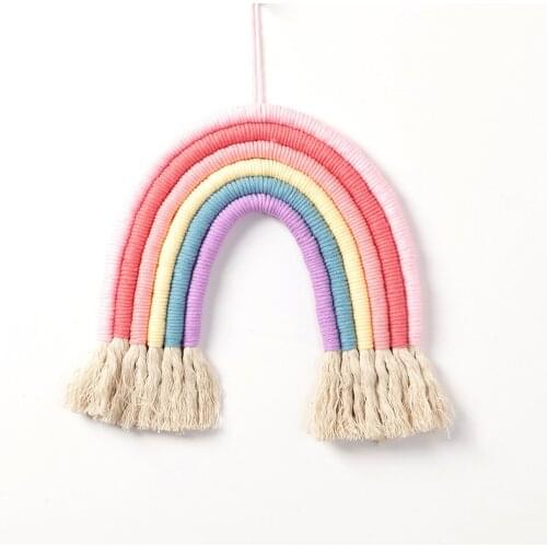 Ins Nordic Tapestries Rainbow Wall Hanging Wind Woven ColorfulChildrens Room Decorations Wall Hanging Home Decoration