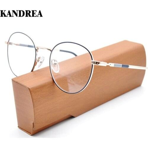 KANDREA Round Glasses Frame Woman Eyeglasses Retro Myopia Optical Metal Clear Lenses Classic Design Female Prescription Eyewear