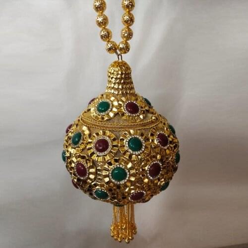 DOYUTIG Classical Indian Style Womens Metal Beaded Evening Bag Lady Handmade Short Tassel Wedding Handbag Luxury Party Bag F783