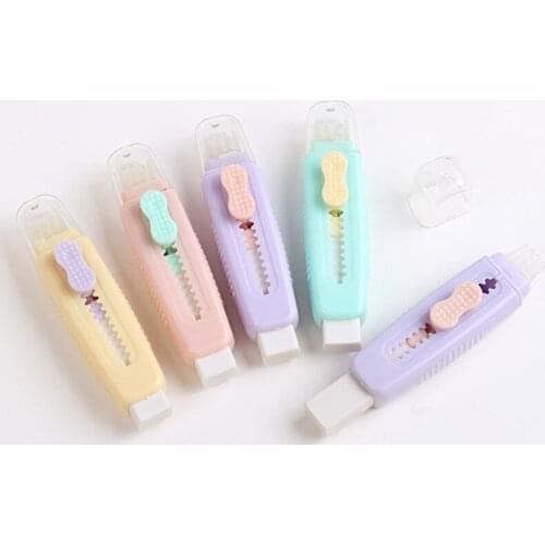 Creative Push Pull Eraser With soft Brush Pencil Rubber For Kids Drawing Writing Wiping Stationery School Supplies