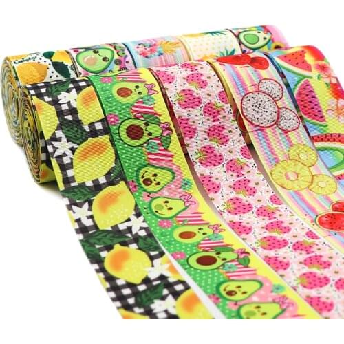 5 Yards 1.5" 38MM Fruit Printed Grossgrain Ribbon For Hair Accessories DIY Crafts Handmade Y202104304