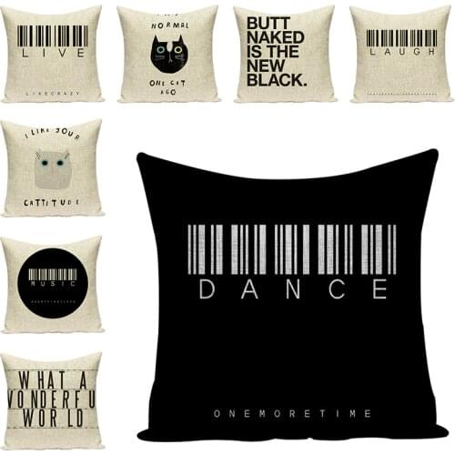 Linen Cushion Cover Letter Print Decorative Pillow Case Sofa Throw Pillowcase Car Seat Accessories Home Textile Decor 45x45cm