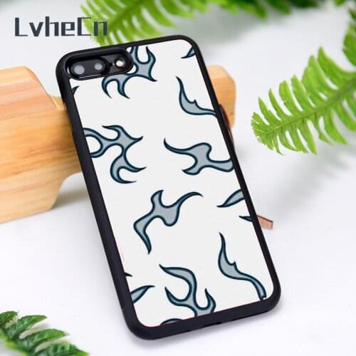 LvheCn Silicone Rubber Phone Case Cover for iPhone 6 6S 7 8 Plus X XS XR 11 12 Mini Pro Max Aqua Flames