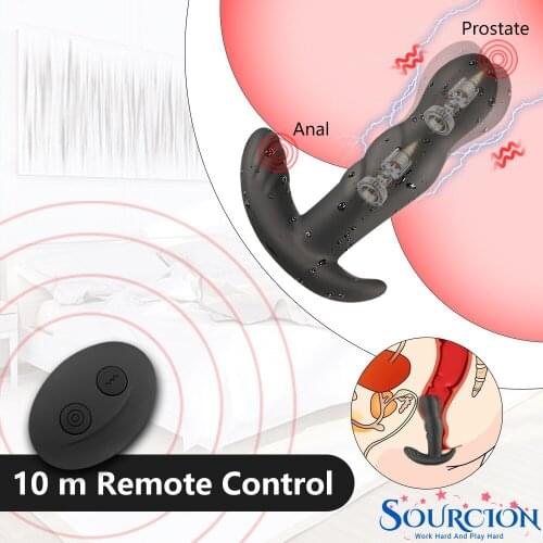 Sourcion 360 Degree Prostate Massager Rotating Anal Vibrator Silicone Plug Anus Vibrating Sex Toy For Men G-Spot Stimulation