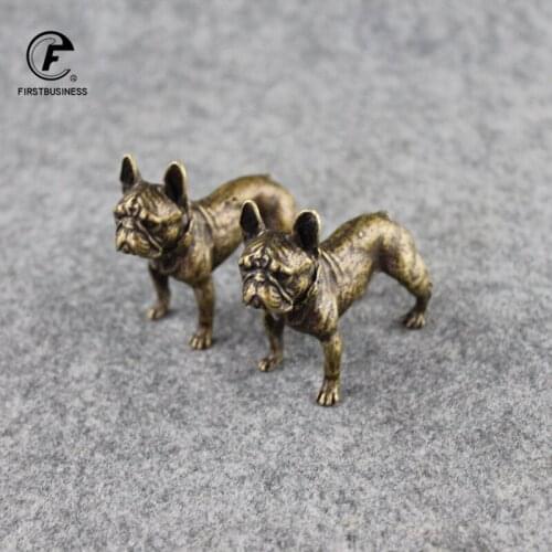 Copper Desk Ornaments Bulldog Miniatures Figurines Handmade Retro Brass Animal Pet Dog Statue Home Decorations Accessories Craft