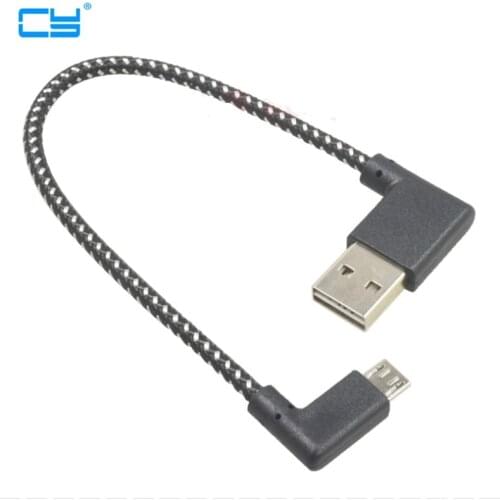 Micro Woven USB 2.0 male to Left Angle Micro 5pin male USB 2.0 Cable Reversible Left Right Angled 90 Degree Data power cable