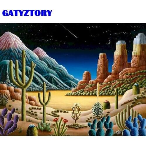 GATYZTORY Frameless Painting By Numbers For Adults 40x50cm DIY Frame On Canvas Desert Landscape Oil Paint By Number Home Arts
