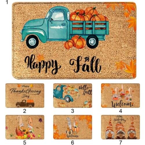 Thanksgiving Floor Rug Dwarf Pattern Skid Resistant Polyester Fluffy Touch Front Door Mat Home Decor