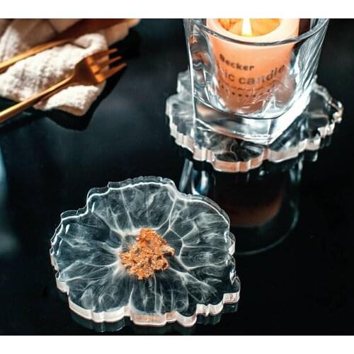 Desktop Table Mat Non-slip Bowl Mat Transparent Tea Coaster Gold Foil Epoxy Resin Coaster Pot Place Mat Craft Kitchen Accessorie