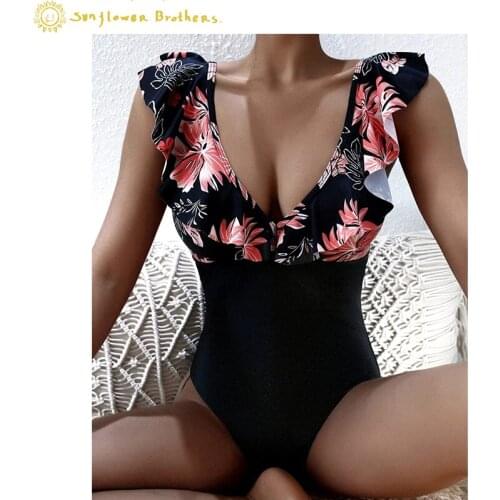 2021 New Printed One-piece Bikini Sexy Color Matching Ladies Triangle Swimsuit Swimming Suit for Women White Swimsuit Women