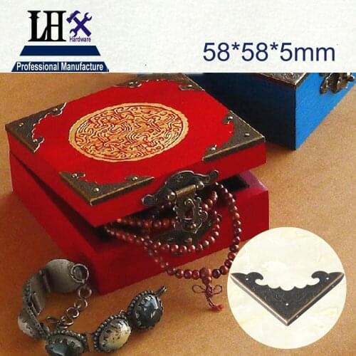 P0FH08-2 58*5mm Hardware 4pcs 2 color Antique Angle Packaging Bag Crashproof Packer Corner Gift Trumpet Flower Wrap Angle