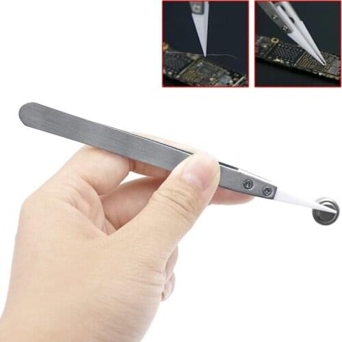 3pcs New Non Conductive Ceramic Tweezers IC SMD SMT Tweezers Heat Resistant 1400 Degree Hand Tools