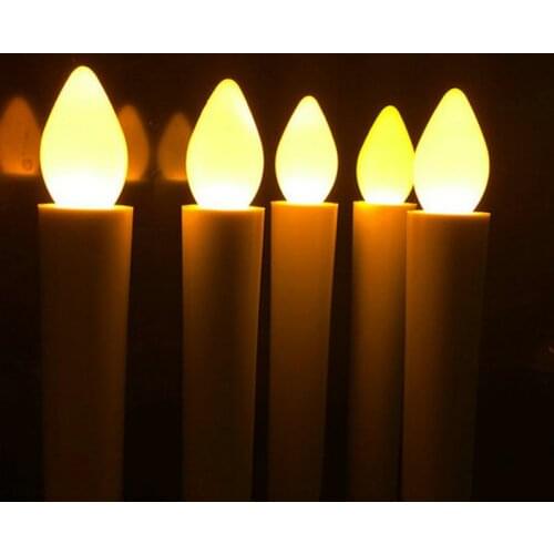 6Pcs Remote controlled Led taper Candlestick Wedding table Home decor candleabra Church lamp Flameless 2KEY controller 17.5cm(H)
