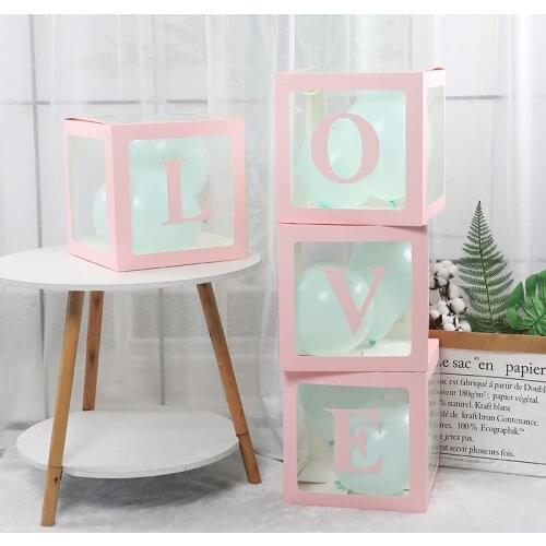 Transparent Name Box DIY Letter Balloons First 1st Birthday Balloons Balony 1 2 Years Baby Happy Birthday Party Decor Kids Balon