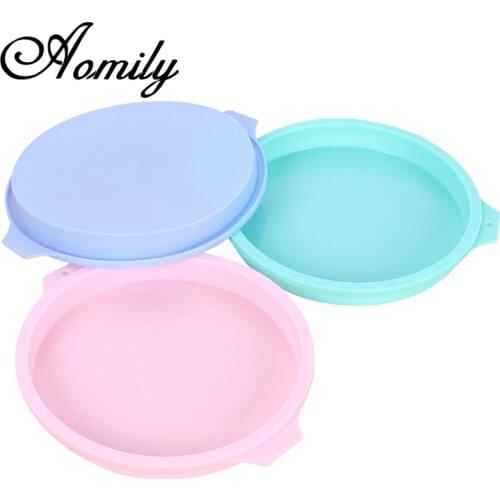 Aomily 8 inches Silicone Round Cake Fondant Mousse Mould Pizza Pan Oven Baking Tray Pans Cake Pie Dish Mold Kitchen Bakeware