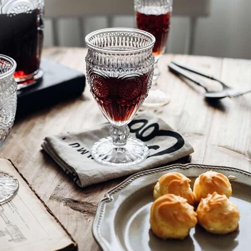 Nordic Relief Wine Glass Creative Vintage Red Wine Cup Lead-free Juice Cup With Phnom Penh Home Wedding Party Goblet 350ml Gifts