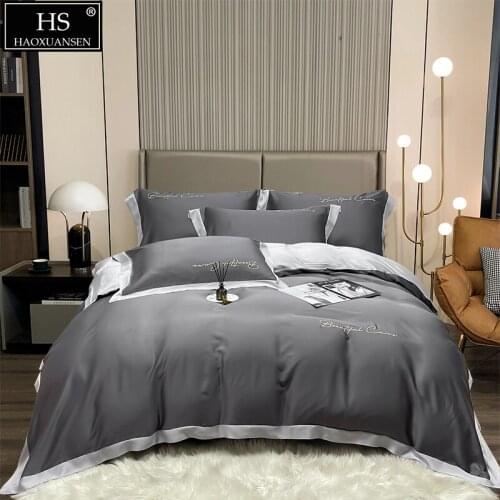 Color splicing Tencel 500 Thread Count Fabric Quilt Cover Thin Quilt Summer Comforter Adult Double Bed Cover Queen King Size 4Pi