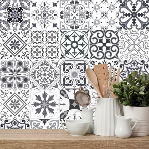 Tile Style Decals Strip Tile Stickers for Kitchen and Bathroom Retro Art Wall Tile Sticker Waterpoof Peel & Stick PVC Wallpaper