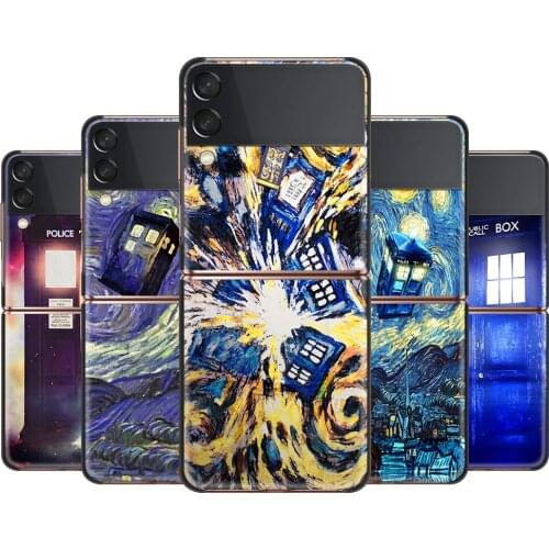 Tardis Box Doctor Who Cover For Samsung Galaxy Z Flip 6.7" Flip3 5G Black PC Hard Phone Case Segmented Protect Coque