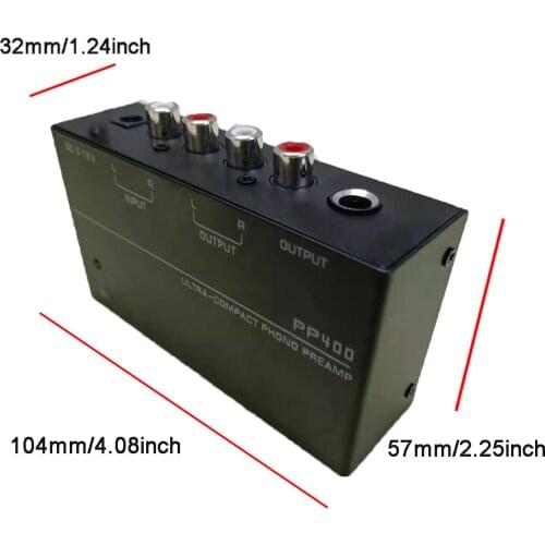Ultra-Compact Phono Preamp Preamplifier With RCA 1/4Inch Support TRS Interfaces Preamplificador Phono Preamp PP400