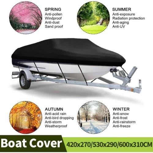 420x270/530x290x600x310CM Garden 210D Waterproof Oxford Fabric Boat Cover Outdoor V-type Speedboat Radiation Protection Cover